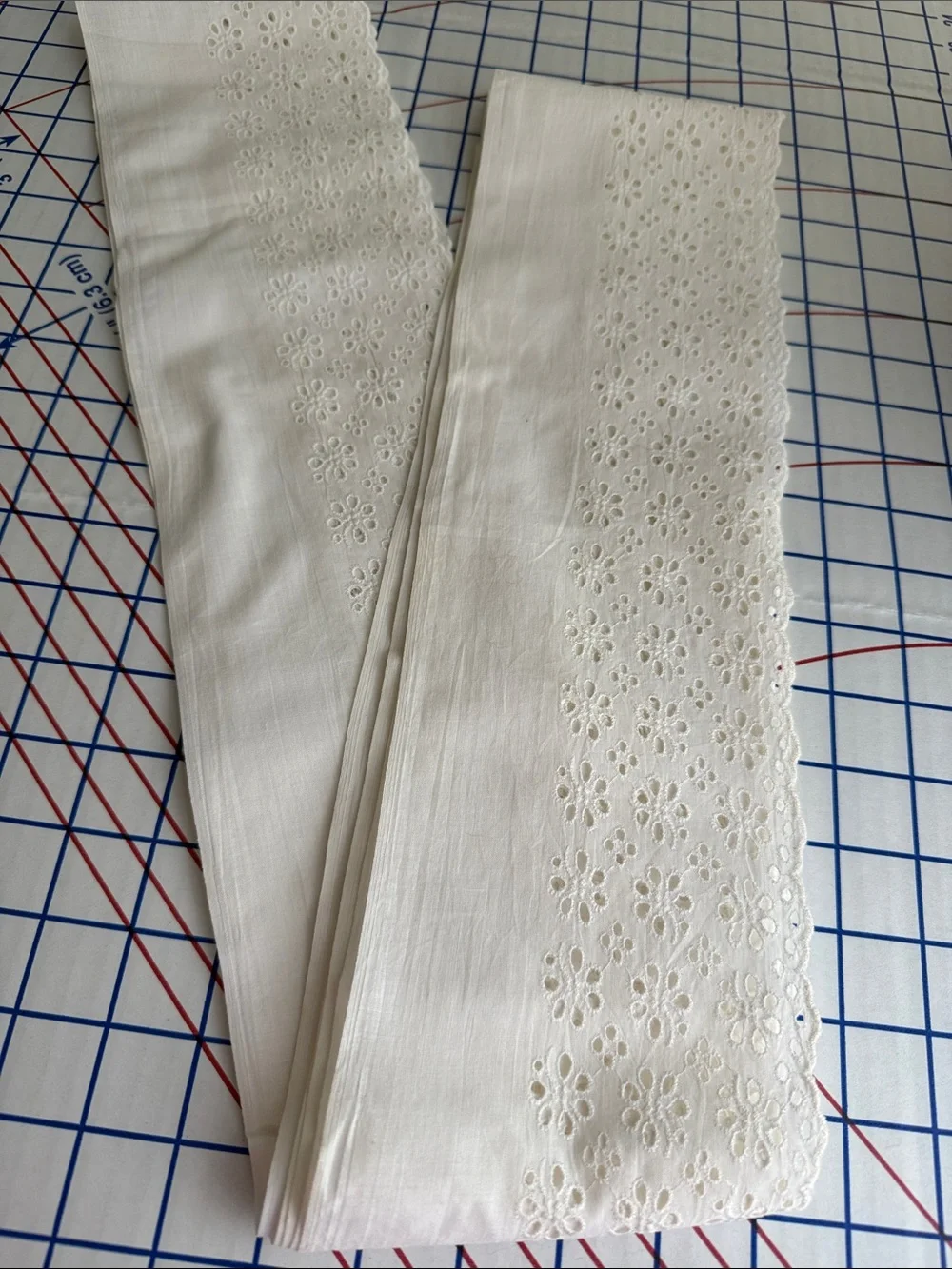 Vintage Cotton Eyelet Embroidered Edging 6 Yards x 5” Cream Floral Scalloped